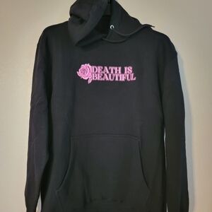 Black Hoodie with Pink Embroidery